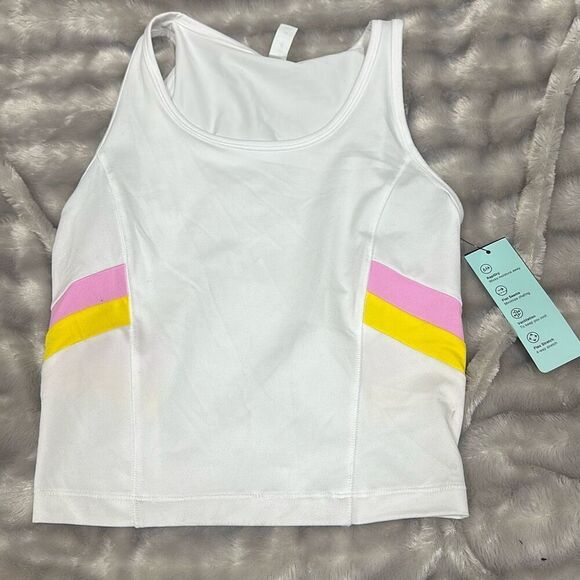 ID Ideology Women S Colorblocked Fitted Tank Top‎ White Size X-Small - Picture 2 of 3